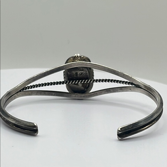 VINTAGE Leonard & Marian Nez Navajo Sterling Lapis Lazuli Cuff Bracelet - Picture 6 of 11